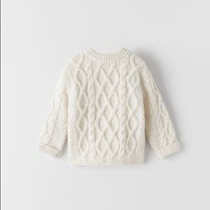 Zara Kids Cream Cable Knit Sweater, 9-12 months